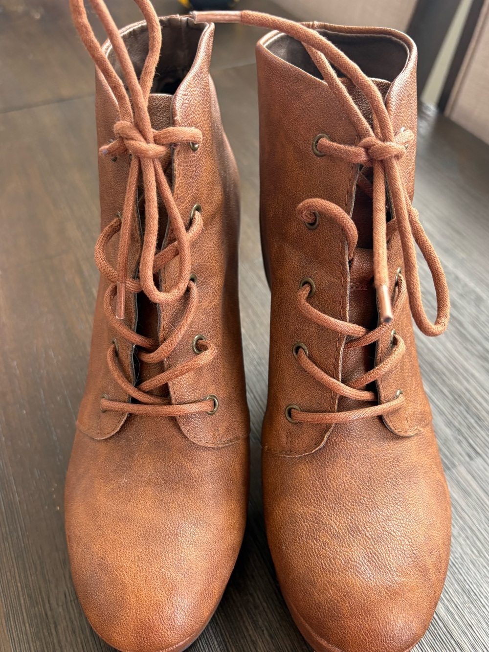Candie's Chestnut Lace-Up Ankle Boots